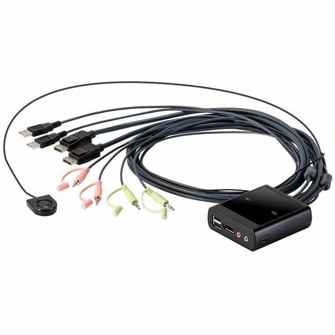 Monoprice 2-Port USB DisplayPort Cable KVM Switch with Remote Port Selector