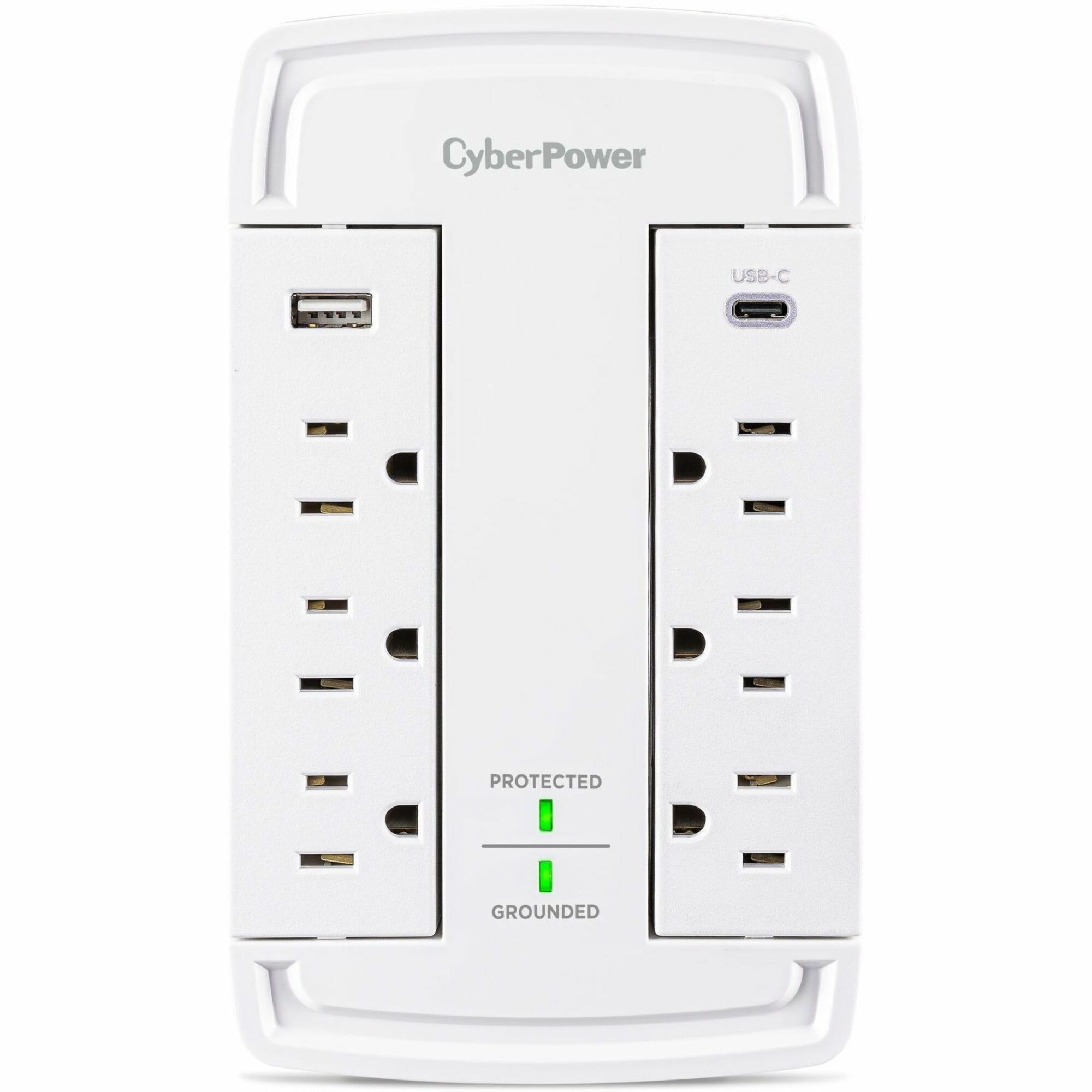 CyberPower CSP6WSUC Home and Office 6 - Outlet Surge Protector with 2400 J Surge Suppression