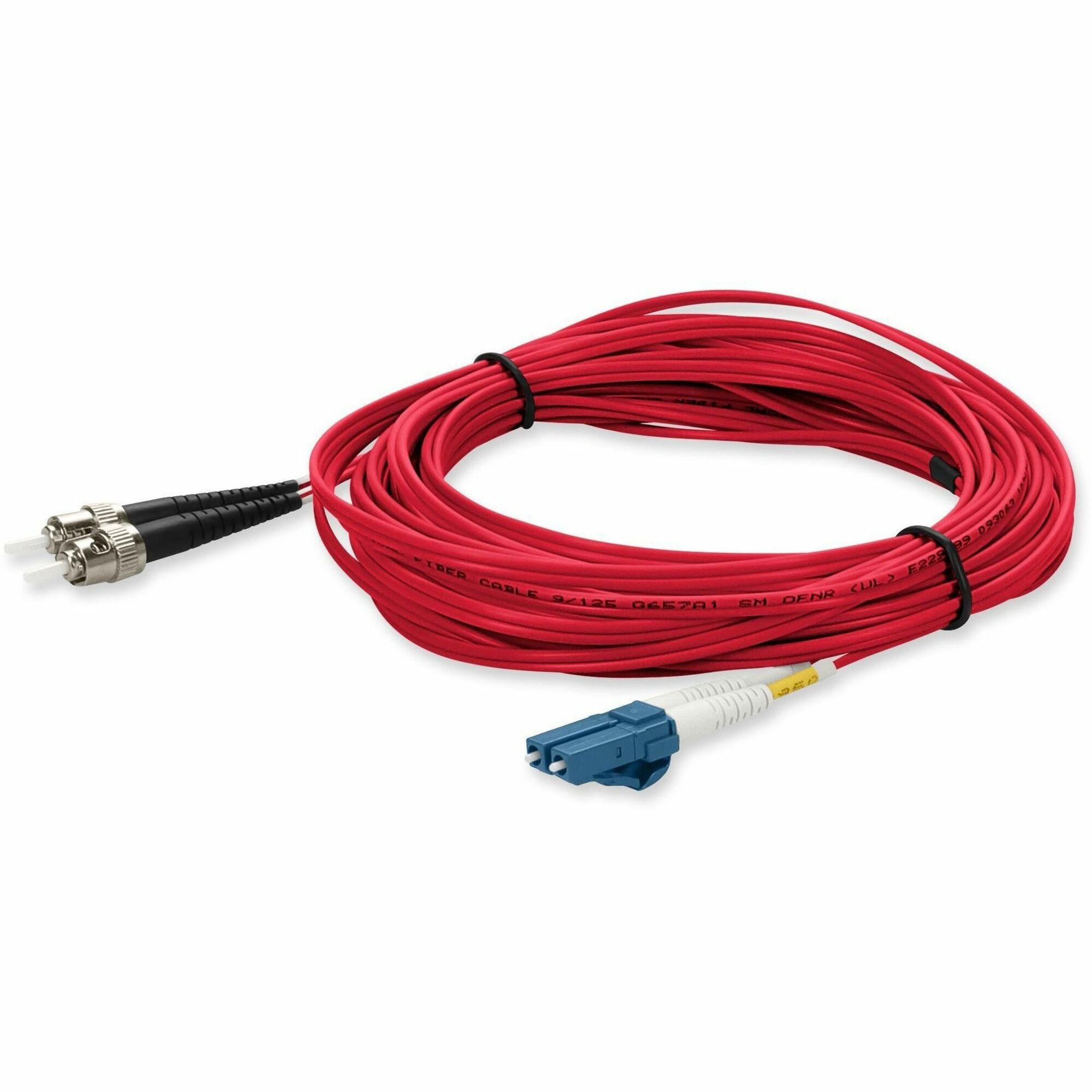 AddOn 10m ST to LC Red OS2 Duplex OFNR (Riser-Rated) SMF Fiber Patch Cable