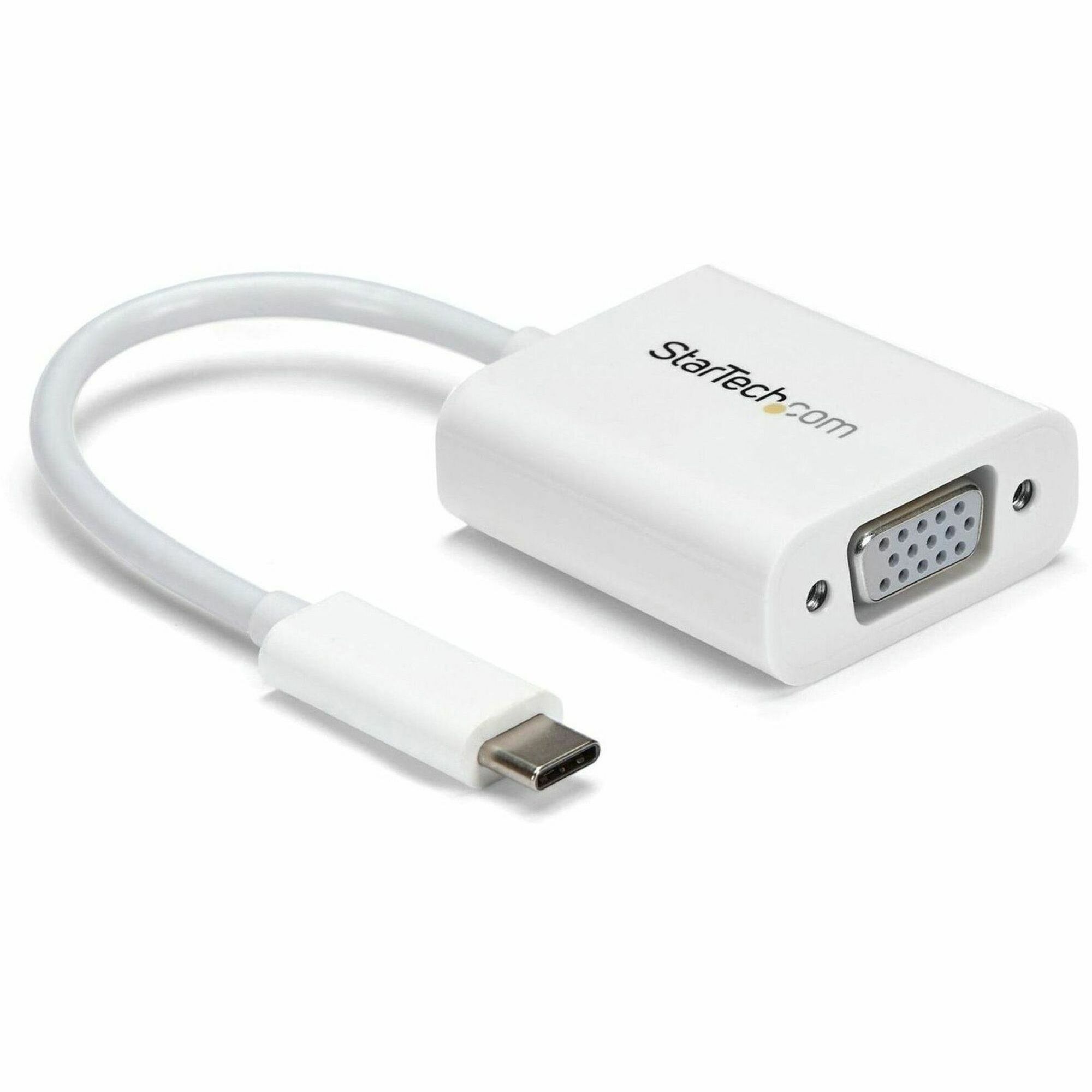StarTech USB-C to VGA Adapter - White - Thunderbolt 3 Compatible - USB C Adapter - USB Type C to VGA Dongle Converter