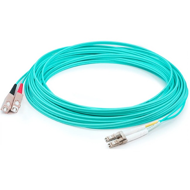 AddOn 39m SC to LC Aqua OM4 Duplex OFNR (Riser-Rated) Fiber Patch Cable