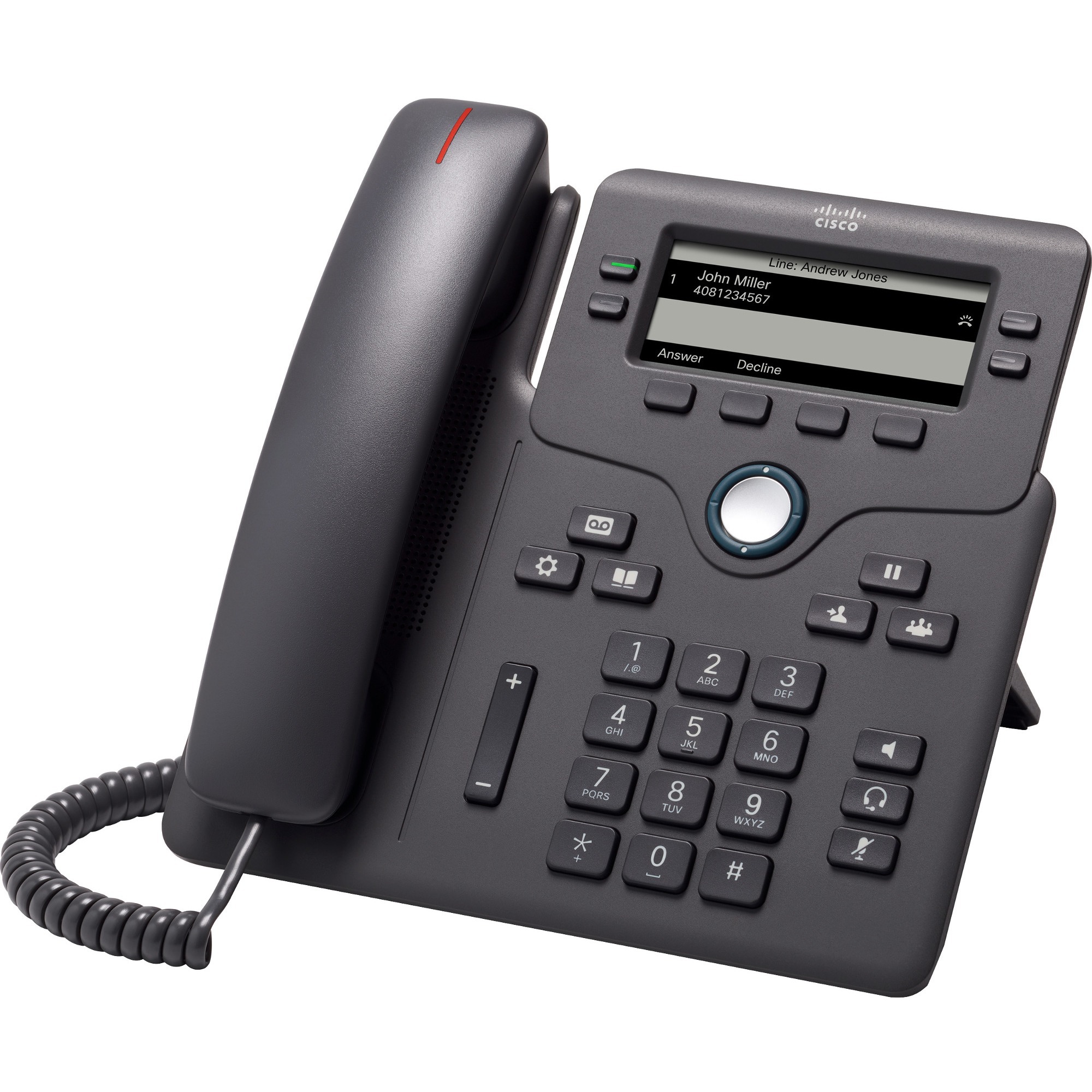 Cisco 6851 IP Phone - Refurbished - Corded - Corded - Wall Mountable, Desktop - Charcoal