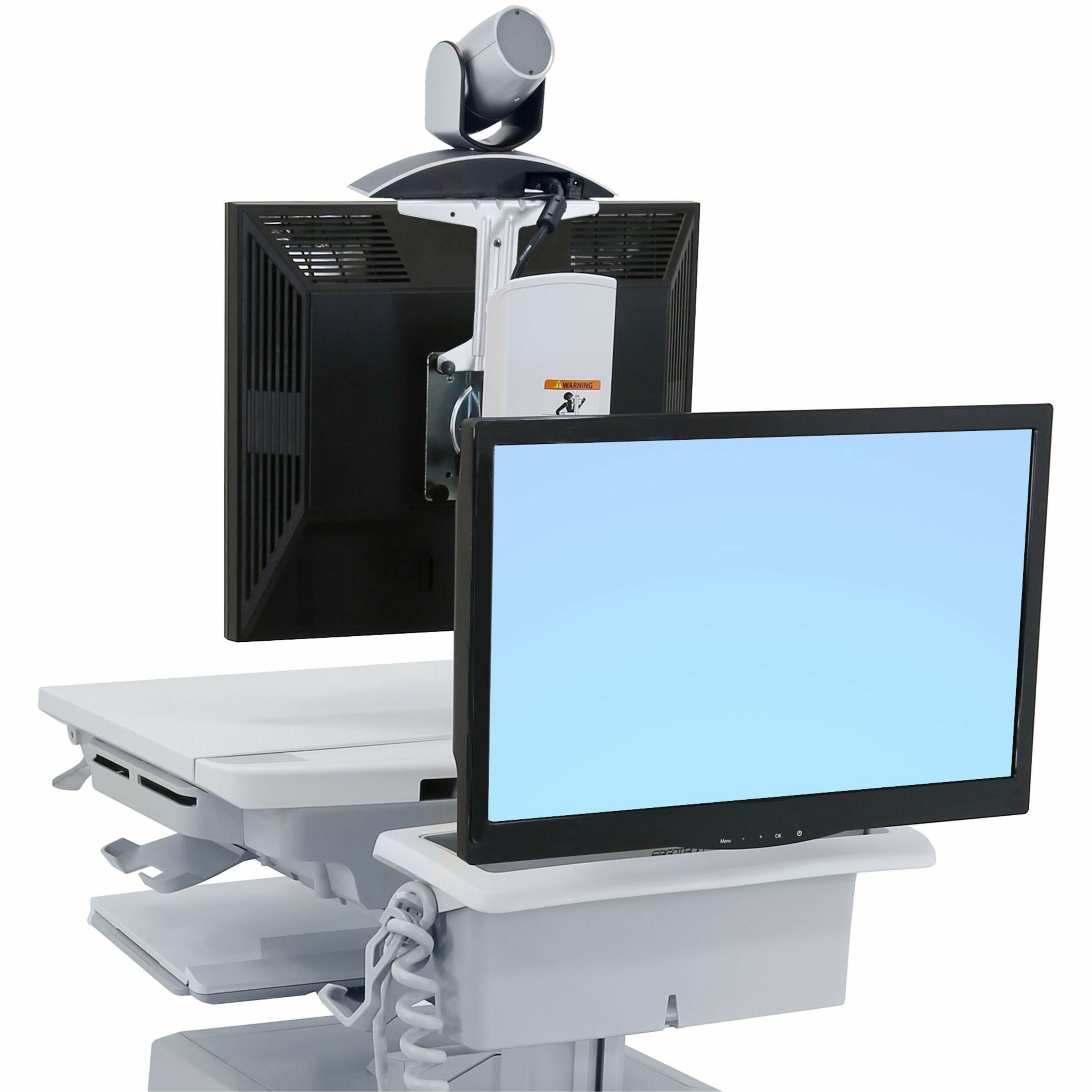 Ergotron StyleView Telepresence Cart, Back-to-Back Monitors, Powered