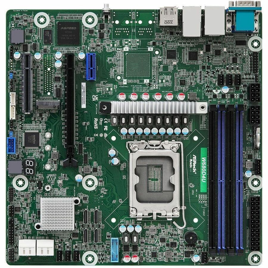 ASRock Rack W680D4U Server Motherboard - Intel W680 Chipset - Socket LGA-1700 - Micro ATX