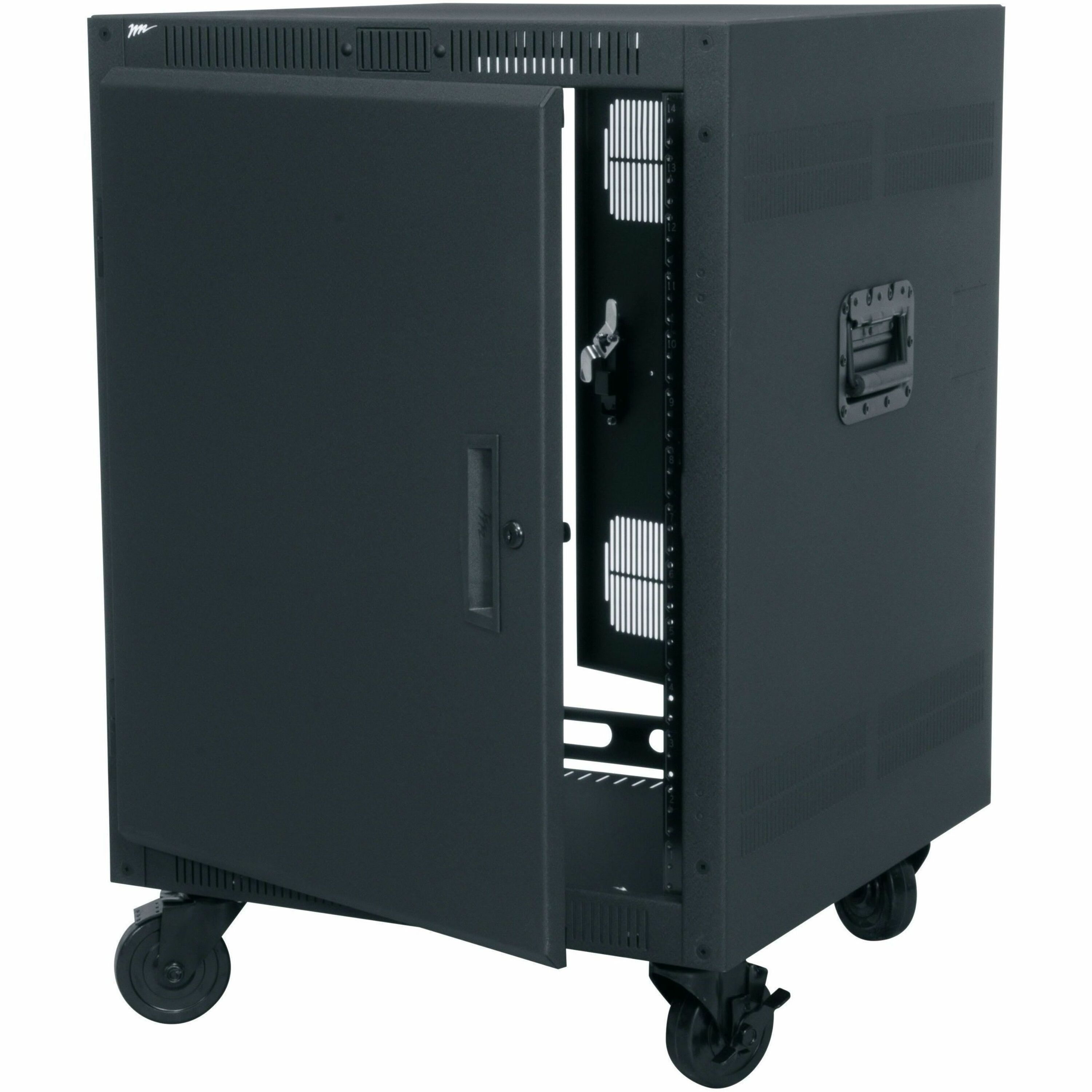 Middle Atlantic 14RU PTRK Portable Rolling 4-Post Rack - 24in Depth Floor Rack - No Wood Laminate Top - TAA Compliant