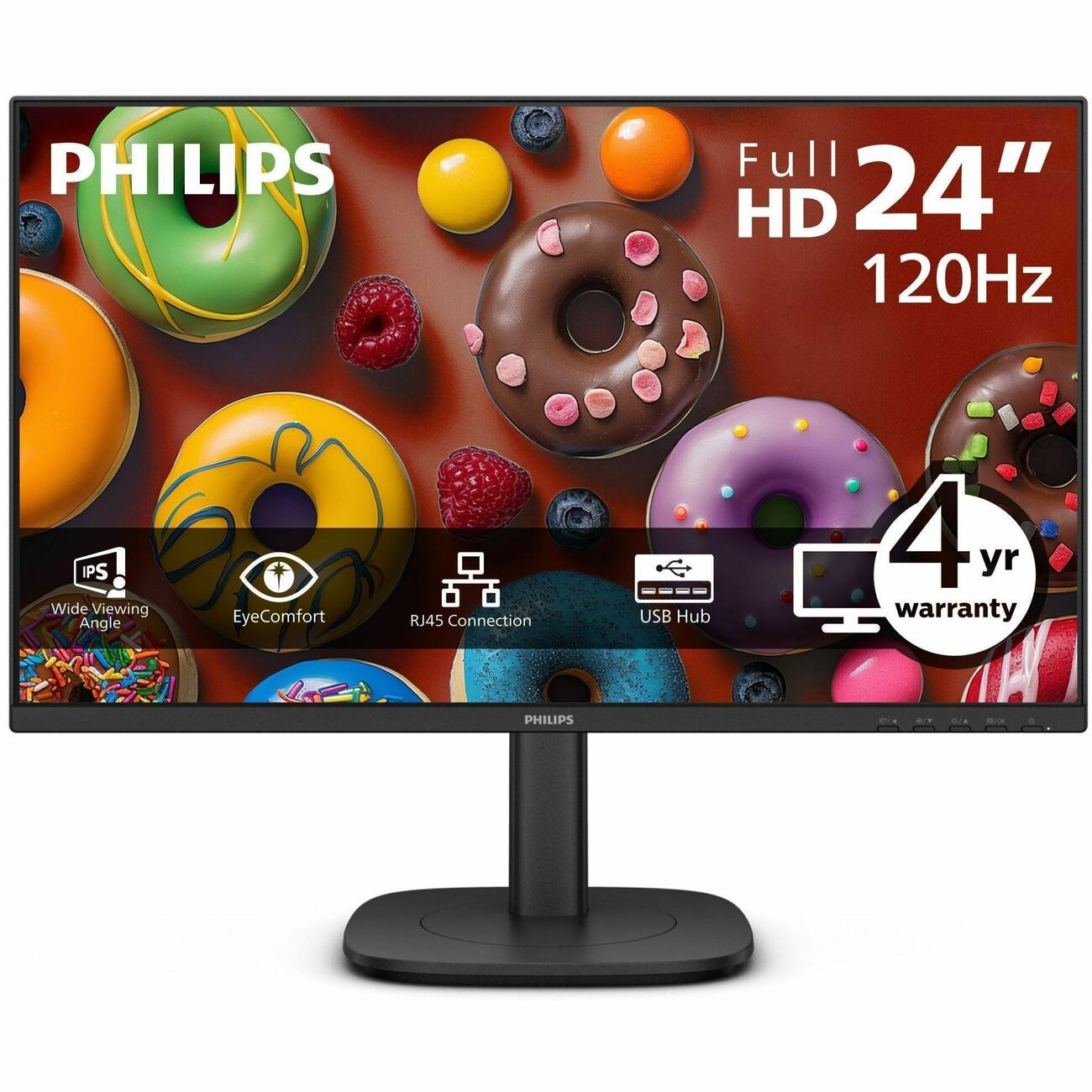 PHILIPS 24B2U3301 - 23.8" Monitor, LED, FHD (1920x1080), HDMI, DP, USB-C(90W), Energy Star, EPEAT, 4 Year Advance Replacement Warranty
