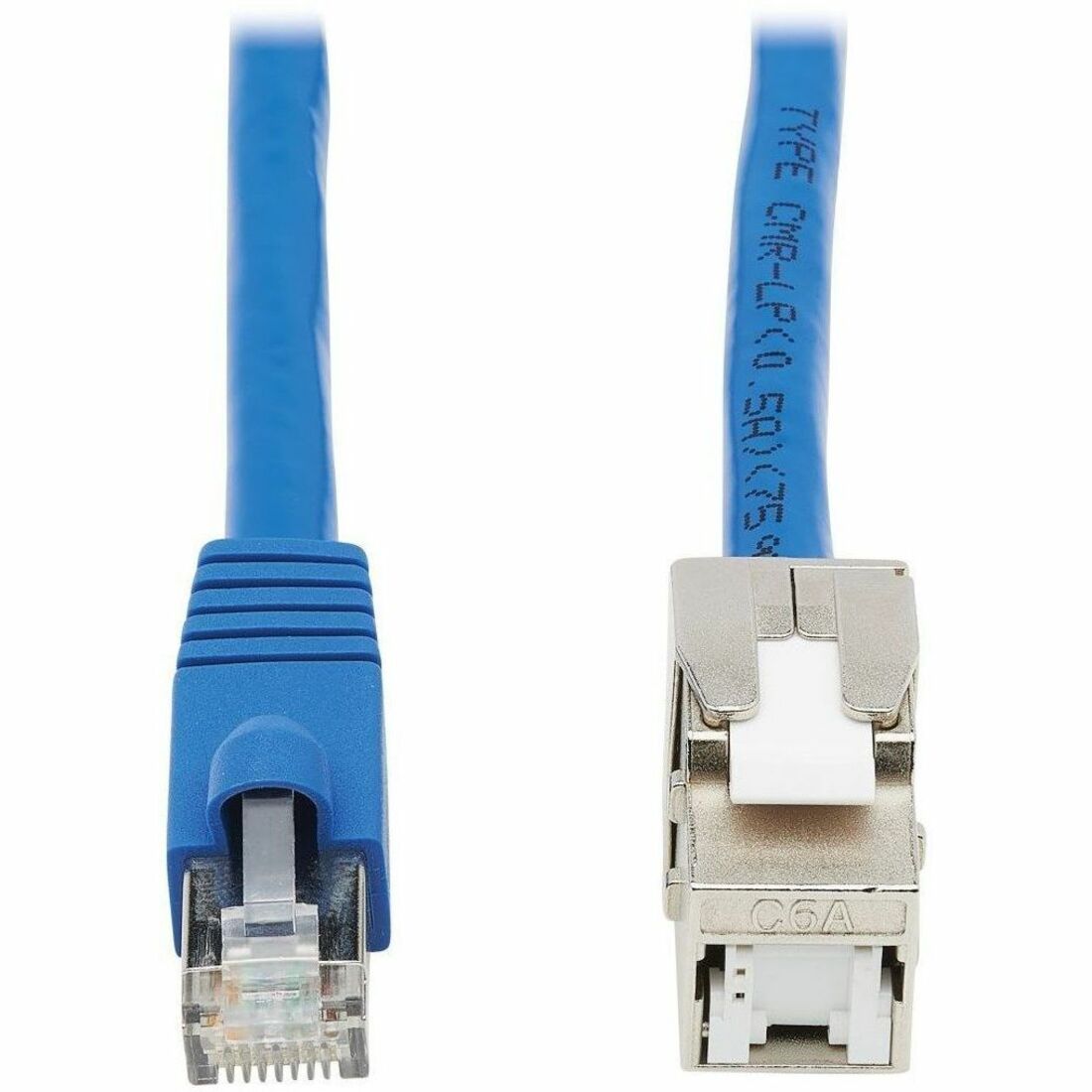 Eaton Tripp Lite Series Cat6 Keystone Jack Cable Assembly - Unshielded, PoE+, RJ45 M/F, 18-in. (45.72 cm), Blue, TAA