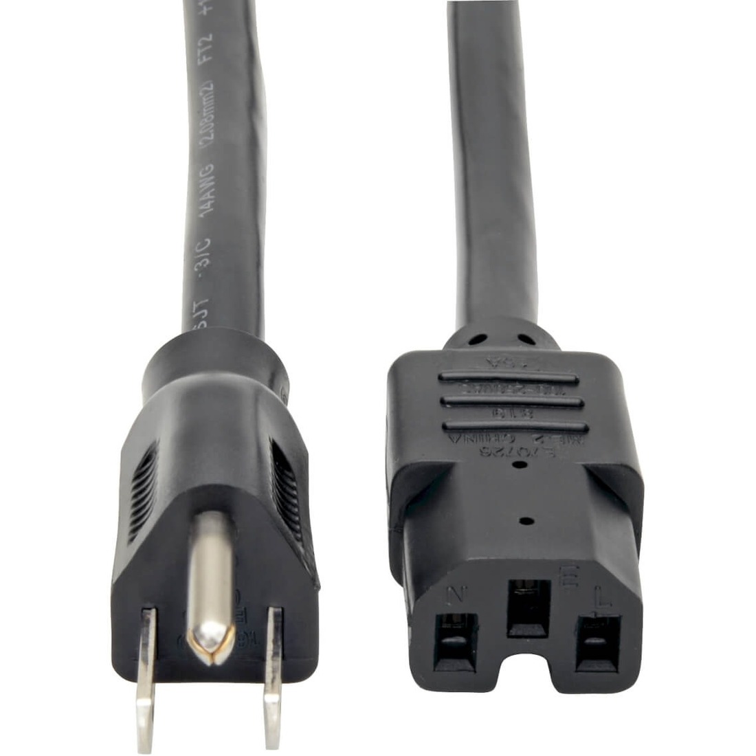 Tripp Lite by Eaton Power Cord NEMA 5-15P to C15 - Heavy-Duty 15A 125V 14 AWG 8 ft. (2.43 m) Black