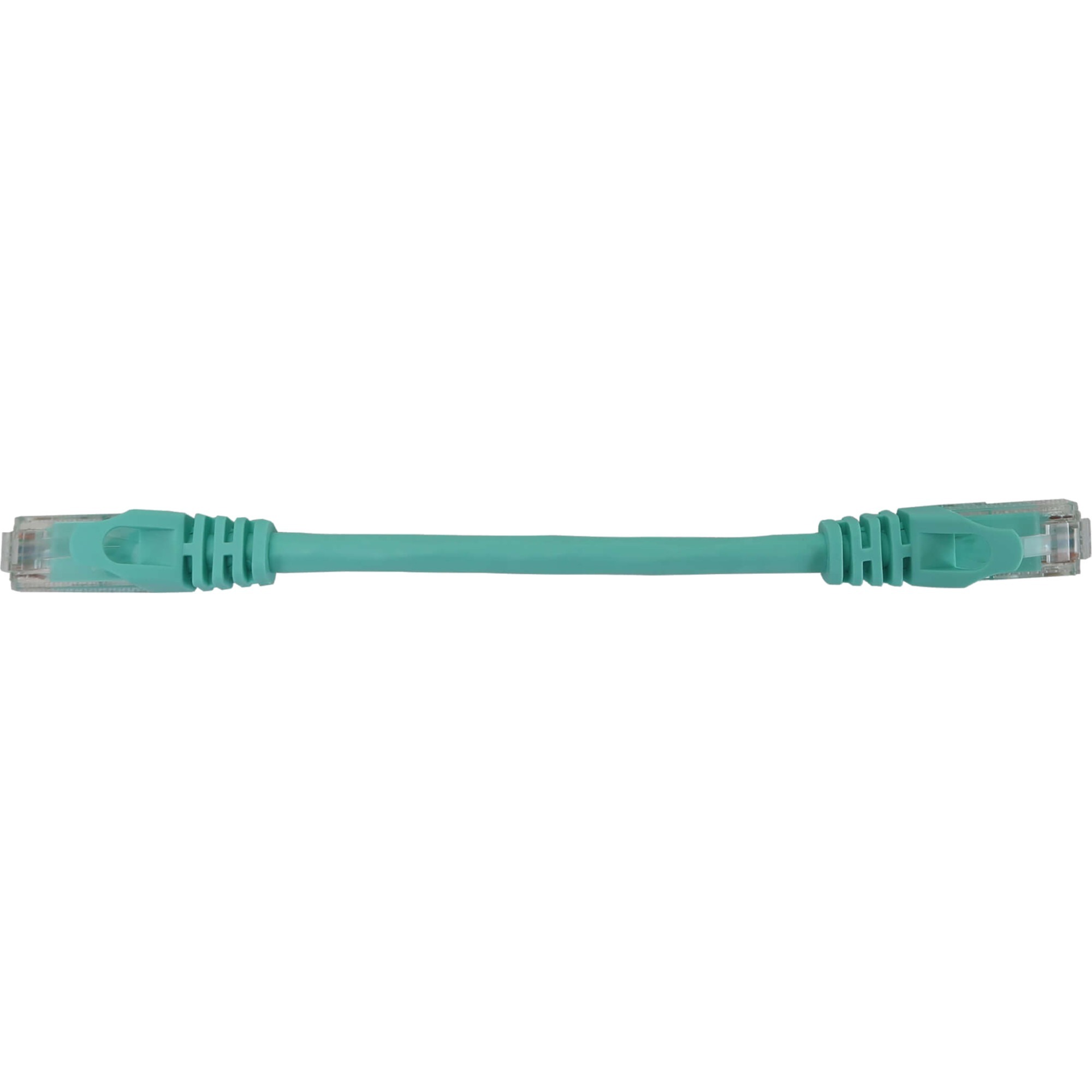 Eaton Tripp Lite Series Cat6a 10G Snagless Molded UTP Ethernet Cable (RJ45 M/M), PoE, Aqua, 6 in. (15 cm)