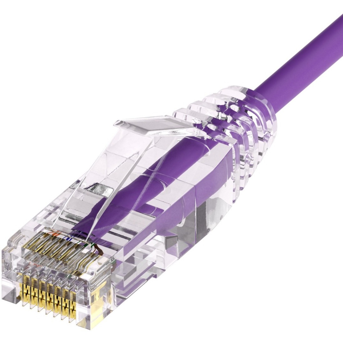 Unirise Clearfit Slim&trade; Cat6A 28AWG Patch Cable, Snagless, Purple, 7ft