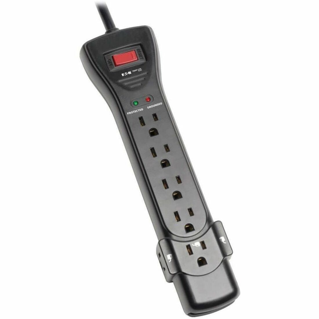 Tripp Lite by Eaton Protect It! 7-Outlet Surge Protector 7 ft. Cord with Right-Angle Plug 2160 Joules Diagnostic LEDs Black Housing
