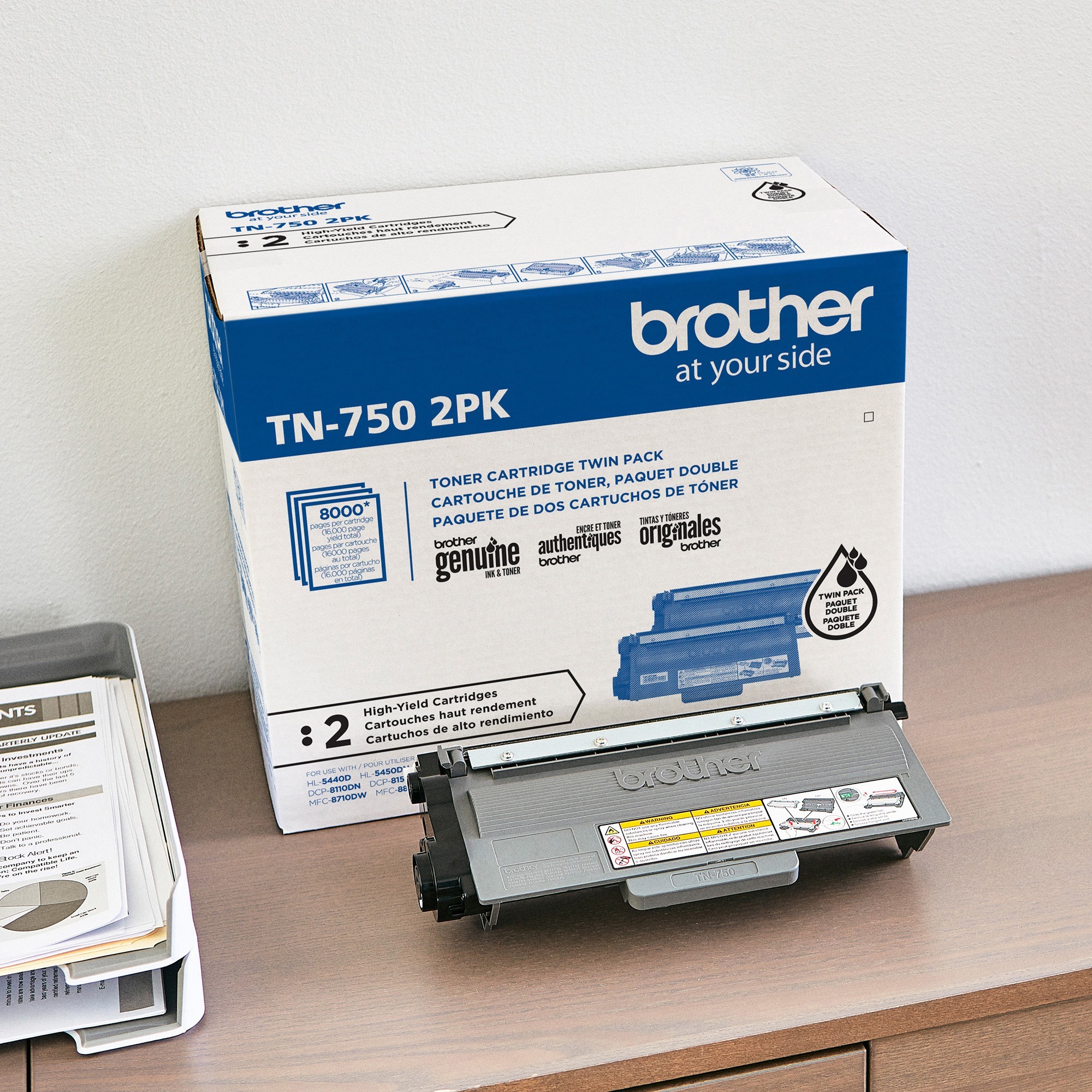 Brother TN-750 Original High Yield Laser Toner Cartridge - Twin-pack - Black - 1 Box