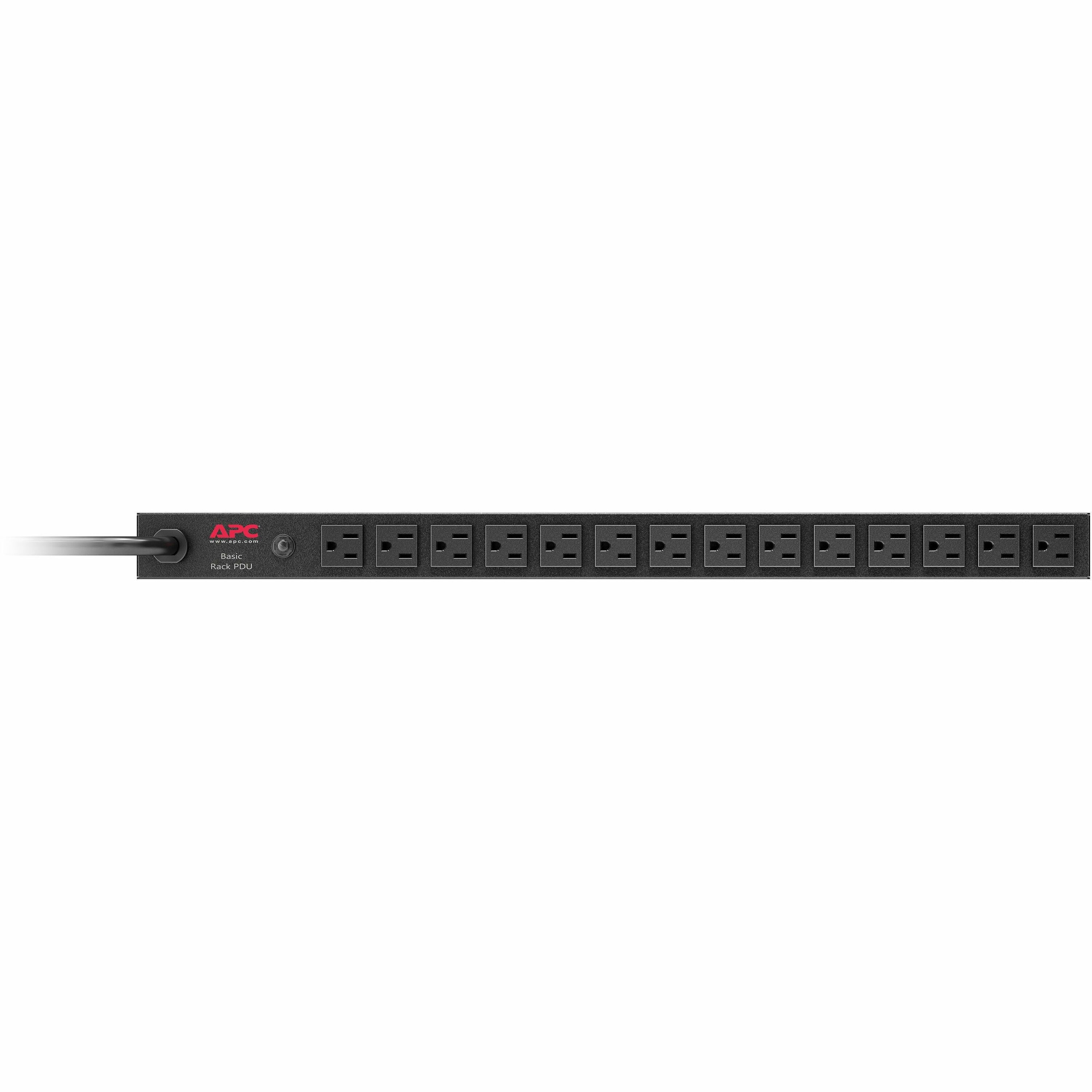 APC NetShelter Basic Rack PDU, Zero U, 20A, 120V, 14 NEMA 5-15 outlets