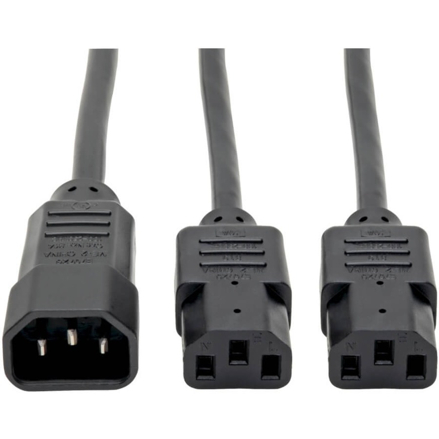 Eaton Tripp Lite Series C14 Male to C13 Female Splitter, PDU Style - C14 to 2x C13, 10A, 250V, 18 AWG, 6 ft. (1.83 m), Black