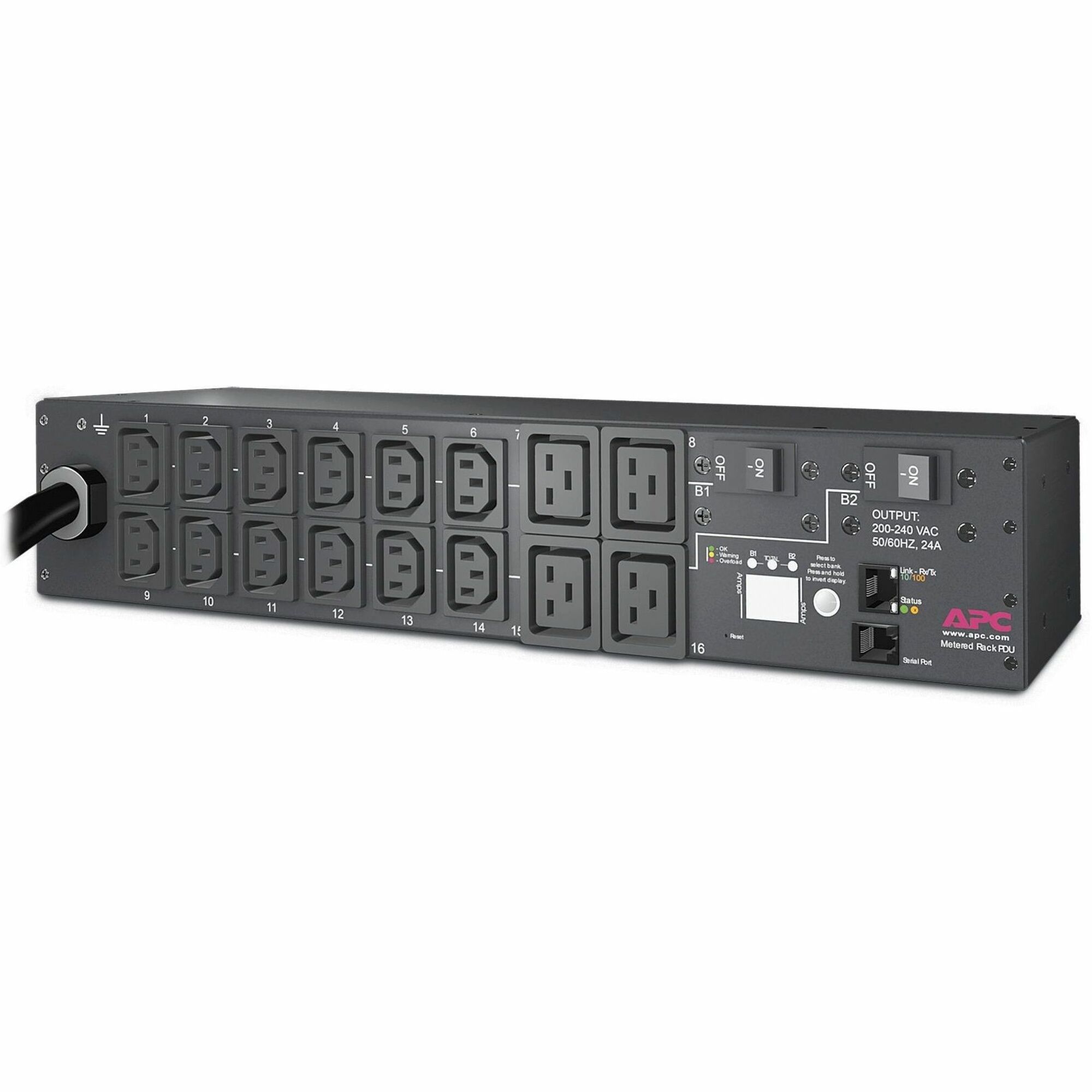 APC NetShelter Metered Rack PDU, 2U, 5.0kW, 208V, 30A, 12 C13 and 4 C19 outlet