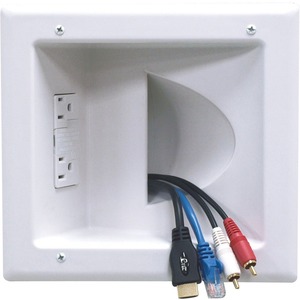 Peerless-AV® Recessed Low Voltage Media Plate With Duplex Surge Suppressor