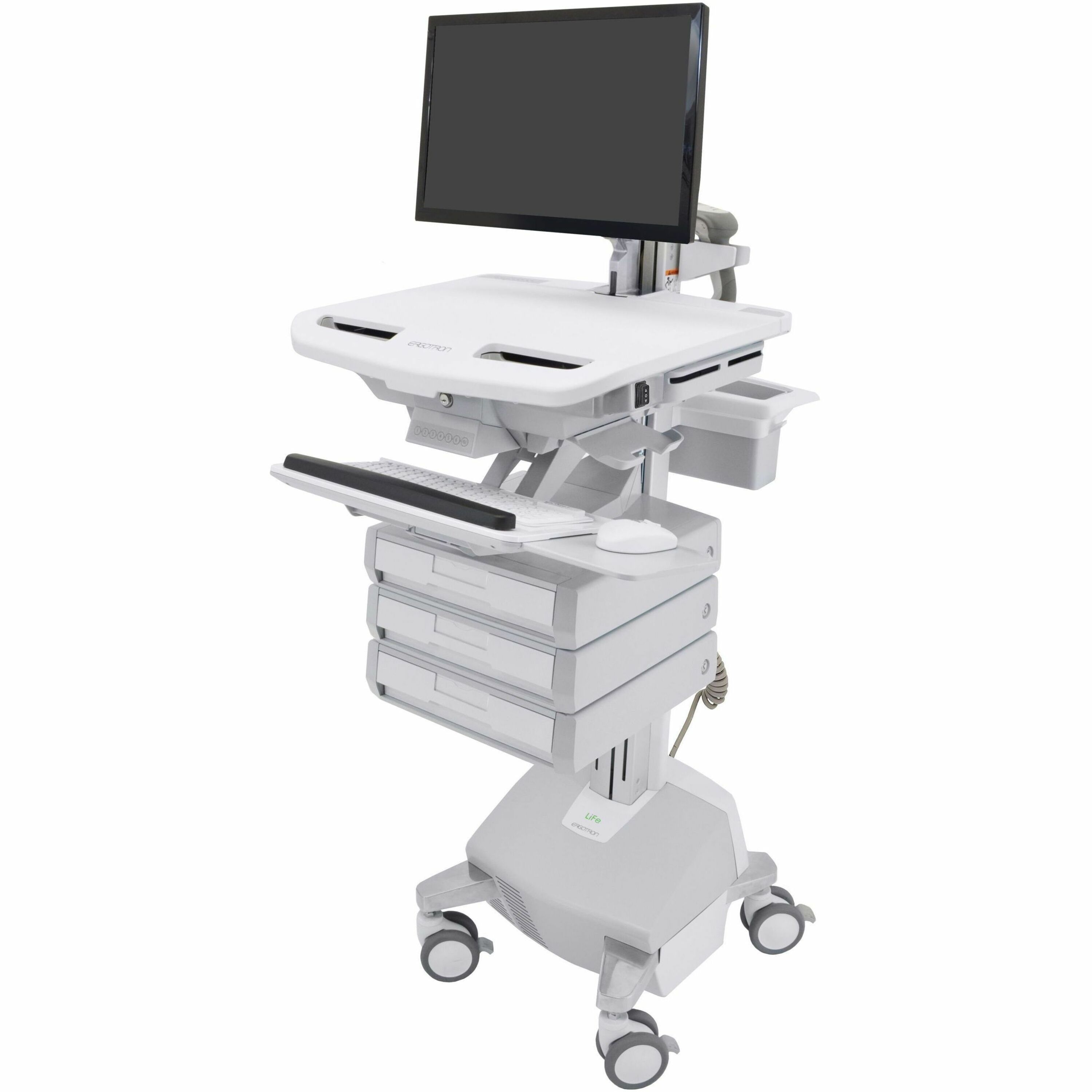 Ergotron StyleView Electric Lift Cart with LCD Arm, LiFe Powered, 3 Drawers (1x3)
