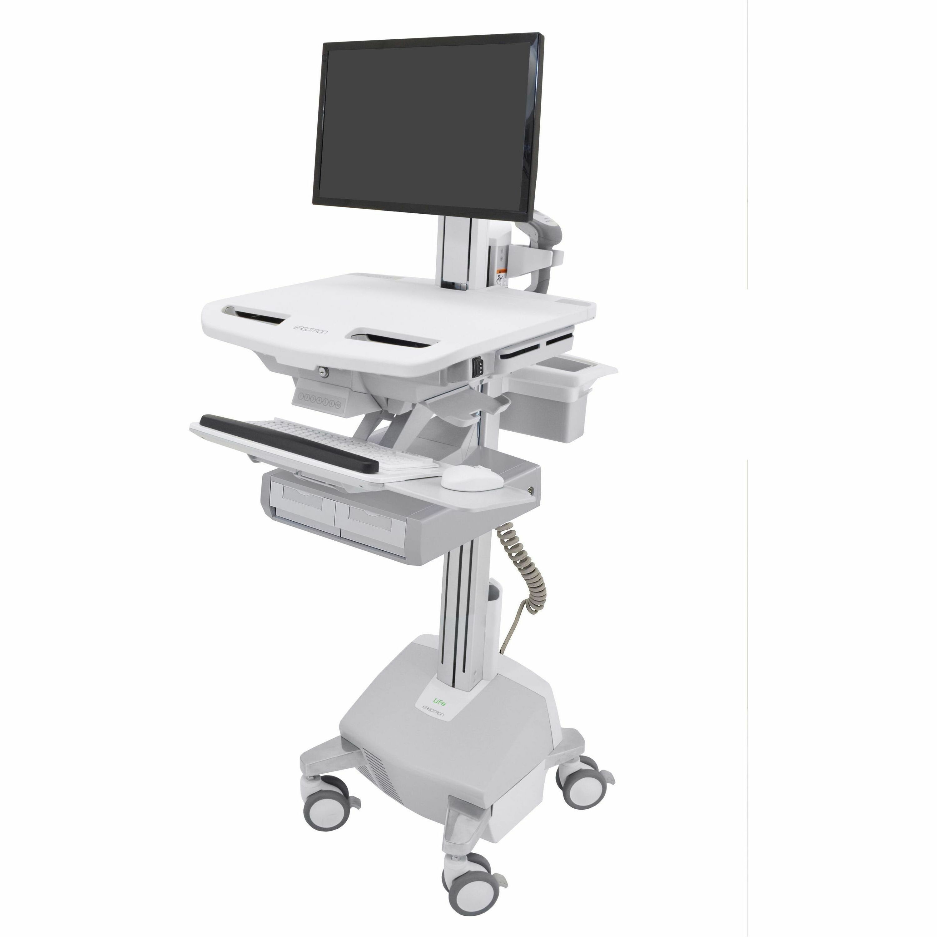 Ergotron StyleView Electric Lift Cart with LCD Pivot, LiFe Powered, 2 Drawers (2x1)