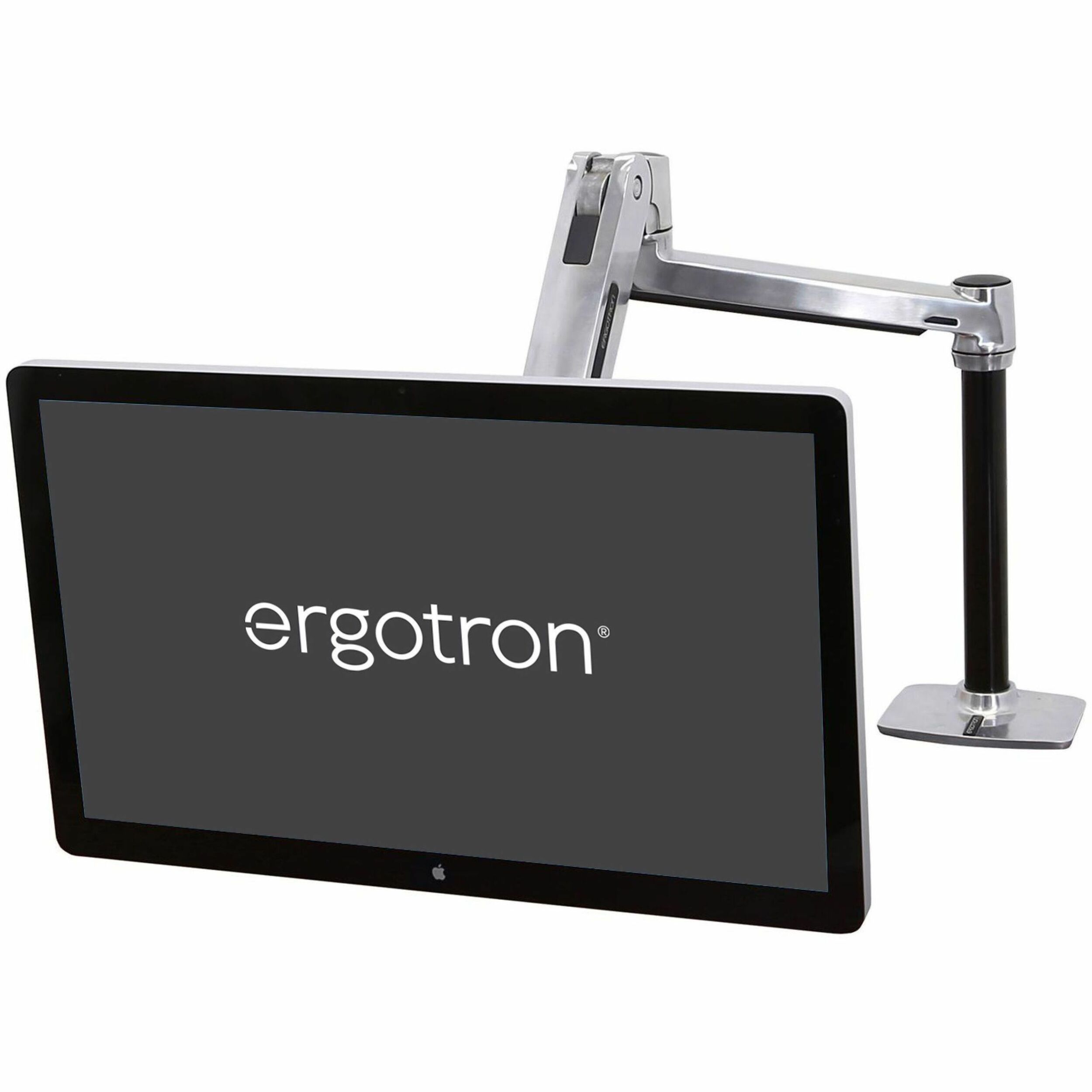Ergotron Mounting Arm for Display Screen, Digital Signage Display, LCD Display, Monitor, All-in-One Computer, TV - Polished Aluminum
