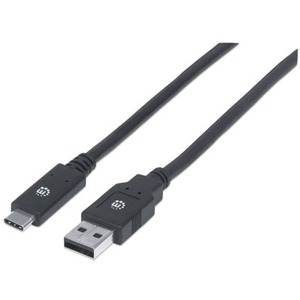 USB-C to USB-A Cable, 2m, Male to Male, 5 Gbps (USB 3.2 Gen1 aka USB 3.0), 3A (fast charging), SuperSpeed USB, Black, Lifetime Warranty