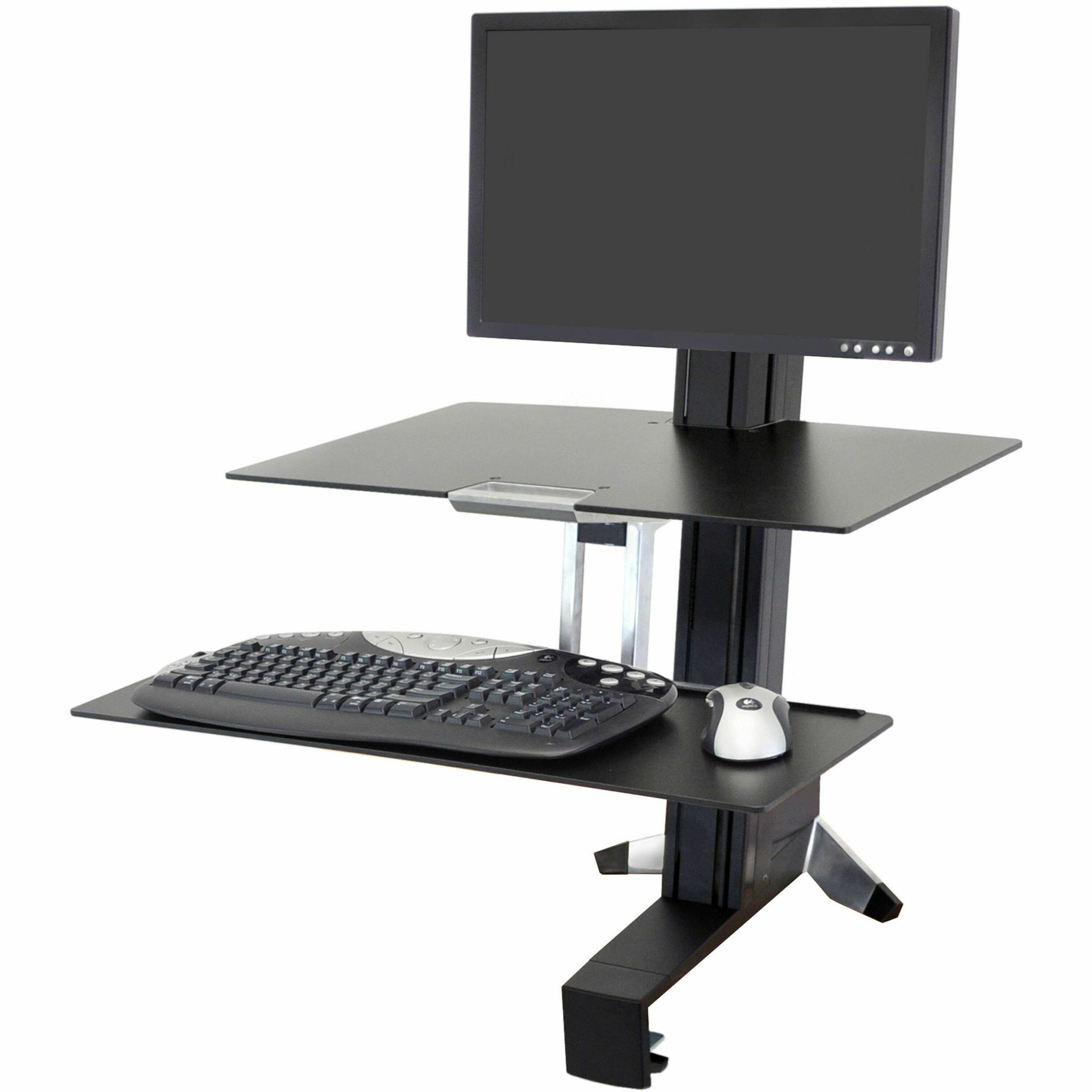 Ergotron WorkFit-S Desk Mount for Monitor, Display, Keyboard, Mouse - Black - Landscape/Portrait