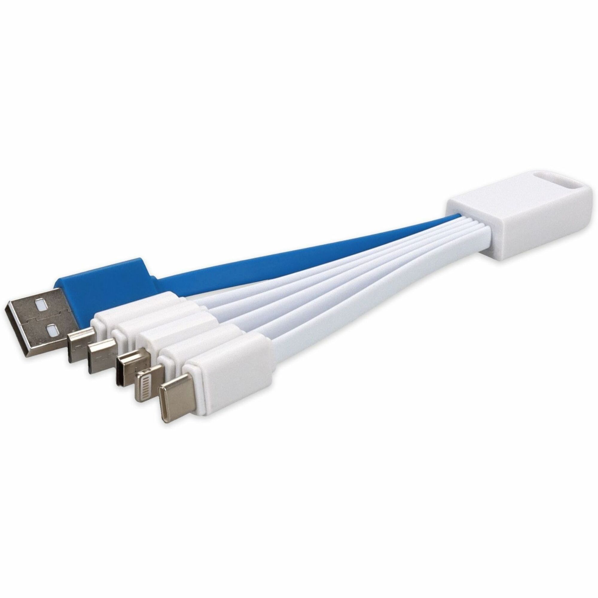 AddOn 4in USB A 2.0 Male to Lightning, Micro-USB, Mini-USB B 2.0, and USB C Male 5-in-1 Charger