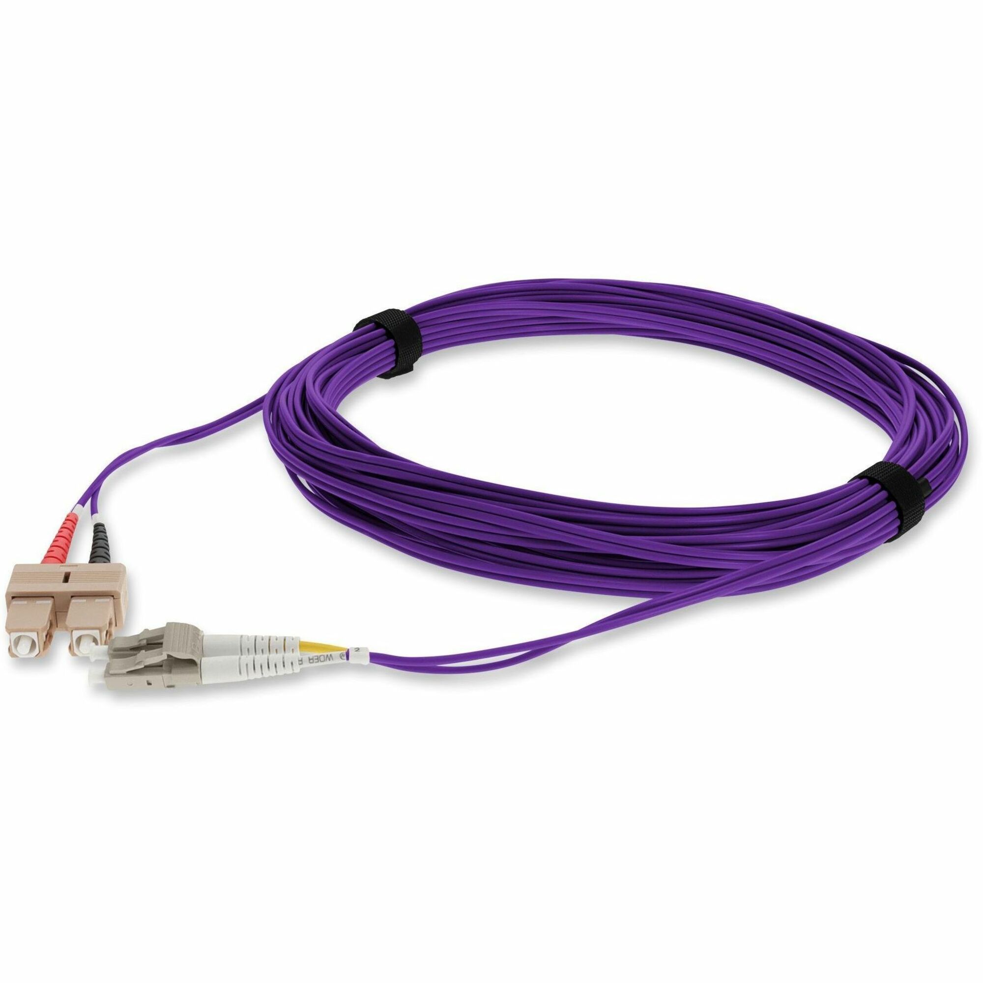 AddOn 10m SC to LC Purple OM4 Duplex OFNR (Riser-Rated) Fiber Patch Cable