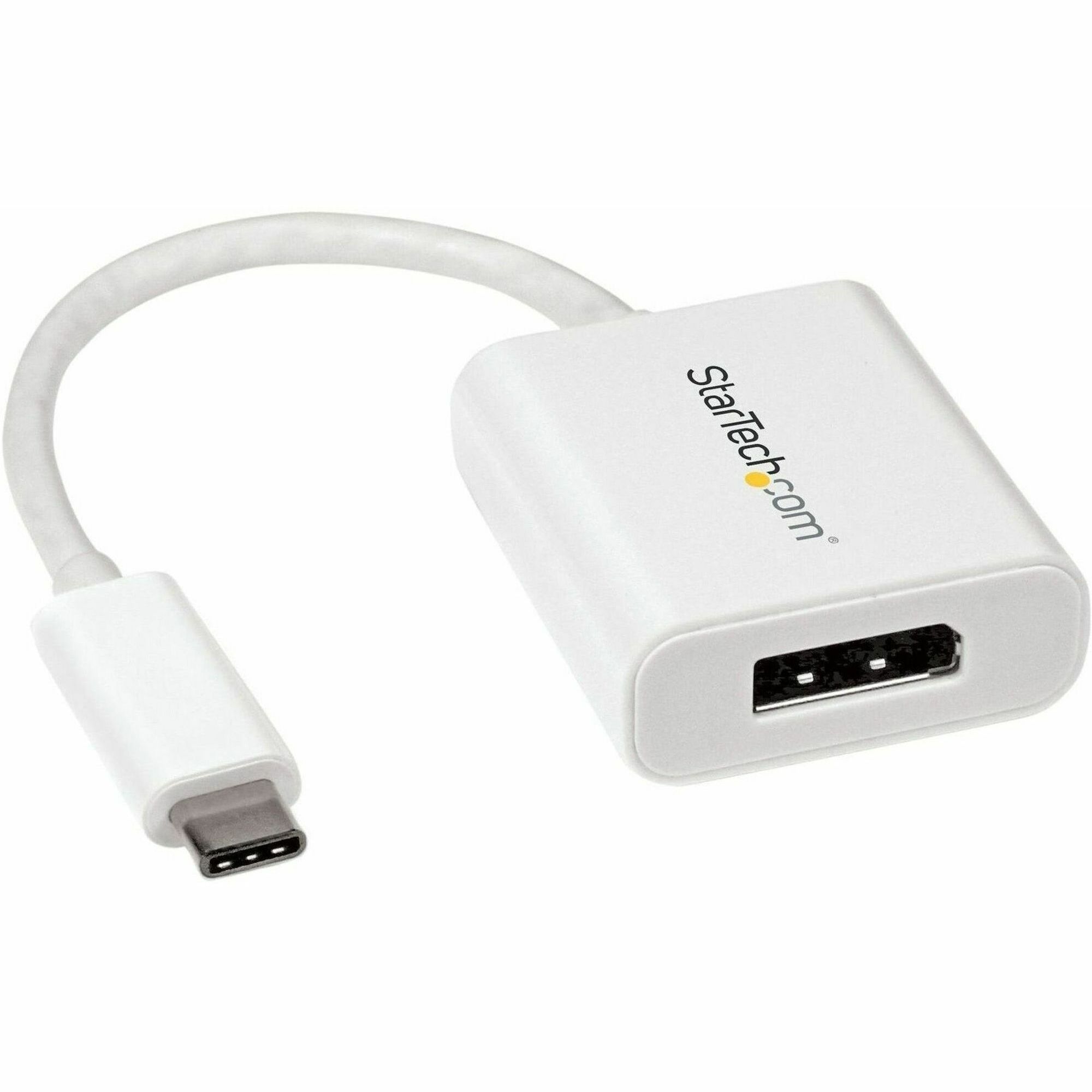 StarTech USB C to DisplayPort Adapter 4K 60Hz - USB Type-C to DP 1.4 Monitor Video Converter (DP Alt Mode) - TB3 Compatible - White
