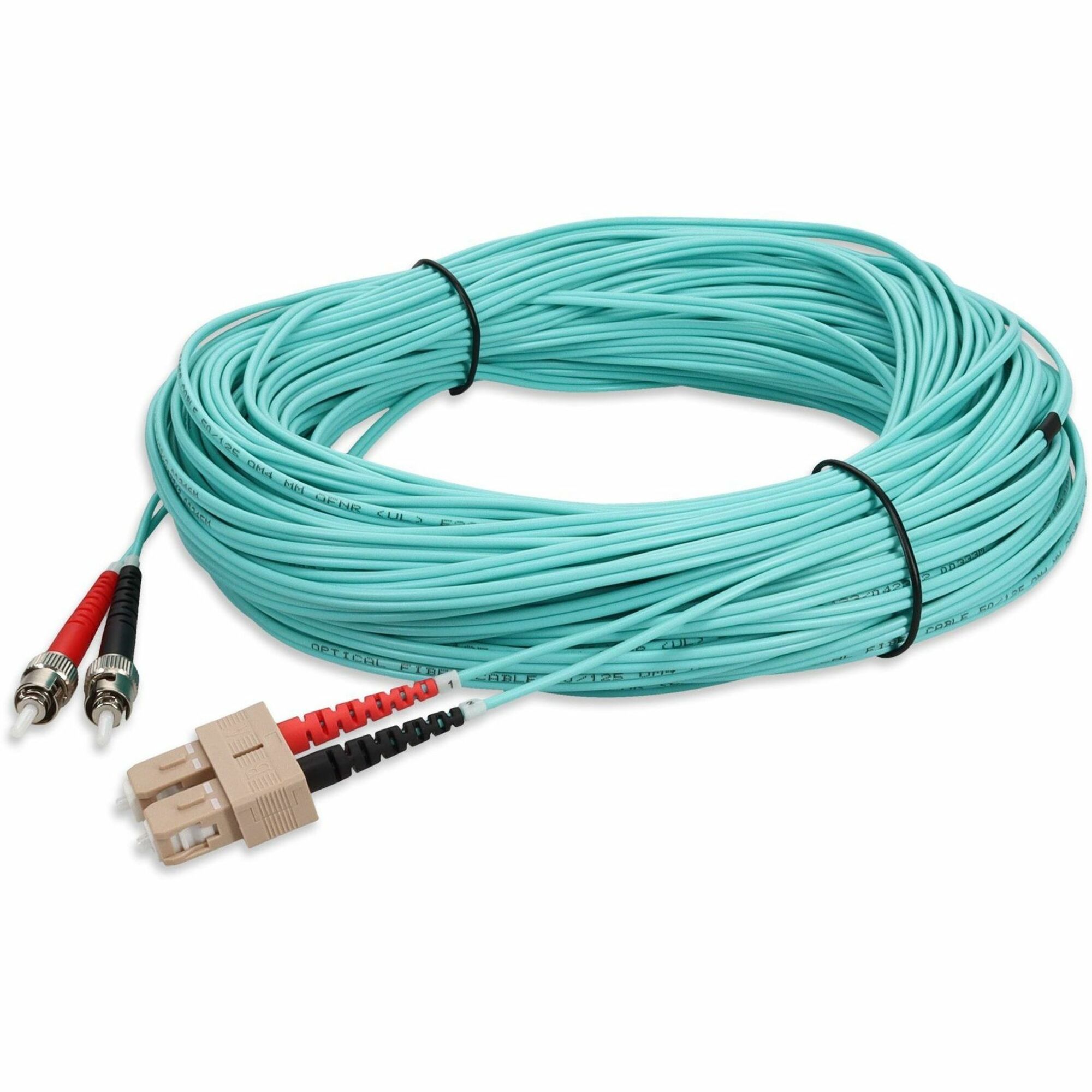 AddOn 49m ST to SC Aqua OM4 Duplex OFNR (Riser-Rated) Fiber Patch Cable