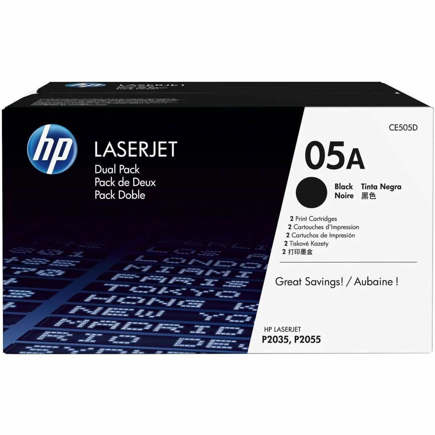 HP 05A (CE505D) Original Laser Toner Cartridge - Dual Pack - Black - 1 Carton