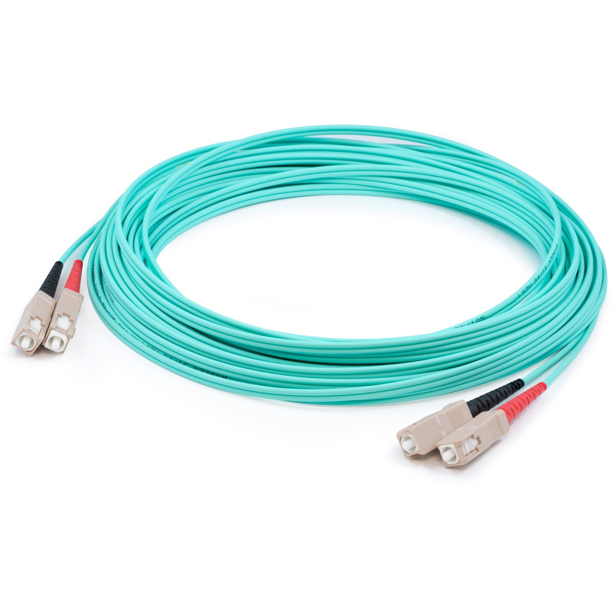 AddOn 33m SC to SC Aqua OM4 Duplex OFNP (Plenum-Rated) Fiber Patch Cable