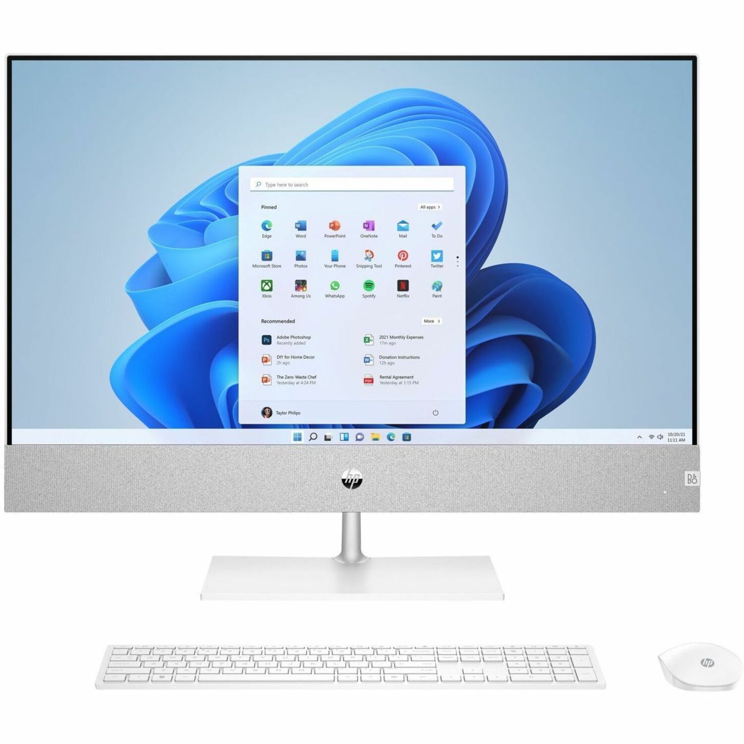 HP Pavilion 27-ca1000i 27-ca1180 All-in-One Computer - Intel Core i7 12th Gen i7-12700T - 16 GB - 1 TB HDD - 256 GB PCI Express NVMe SSD - 27" Full HD Touchscreen - Desktop - Snowflake White, Natural Silver
