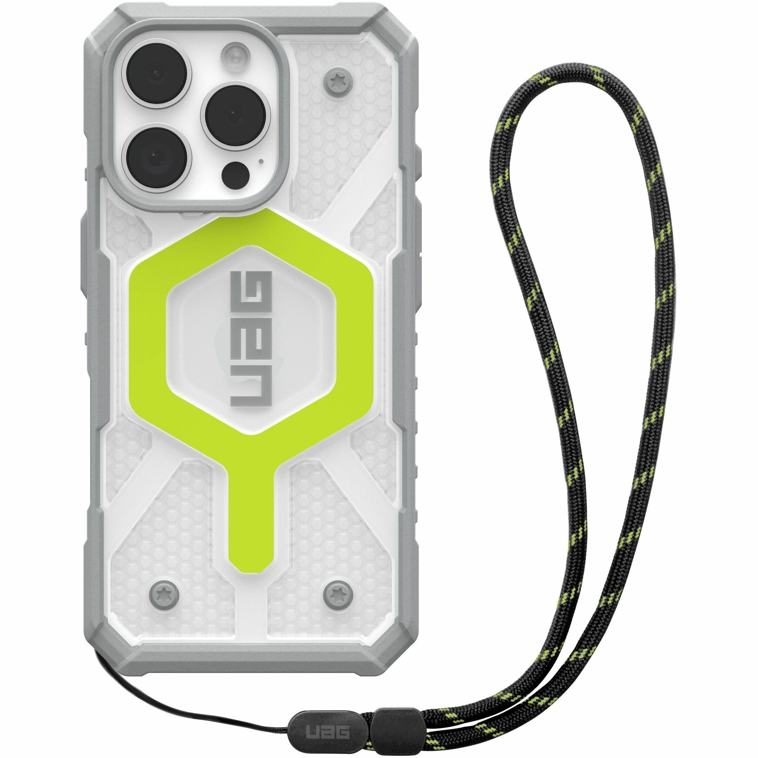 Urban Armor Gear Pathfinder Carrying Case Apple iPhone 16 Pro Smartphone - Active Neon, Black Neon