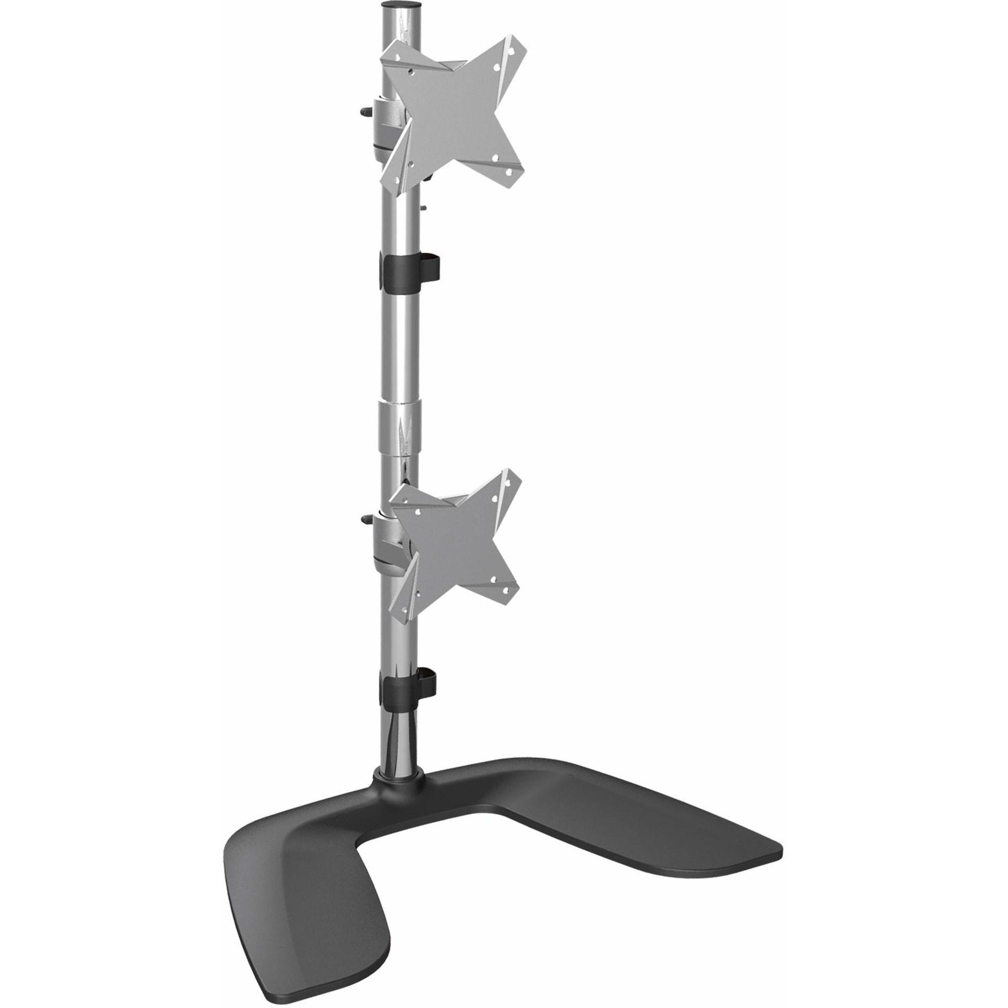 StarTech Vertical Dual Monitor Stand, Free Standing Height Adjustable Stacked Monitor Stand up to 27" (17.6lb/8kg) VESA Mount Displays