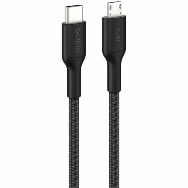 Belkin BoostCharge Pro USB-C to Micro-USB Braided Cable 15W, 3.3ft/1m, Black