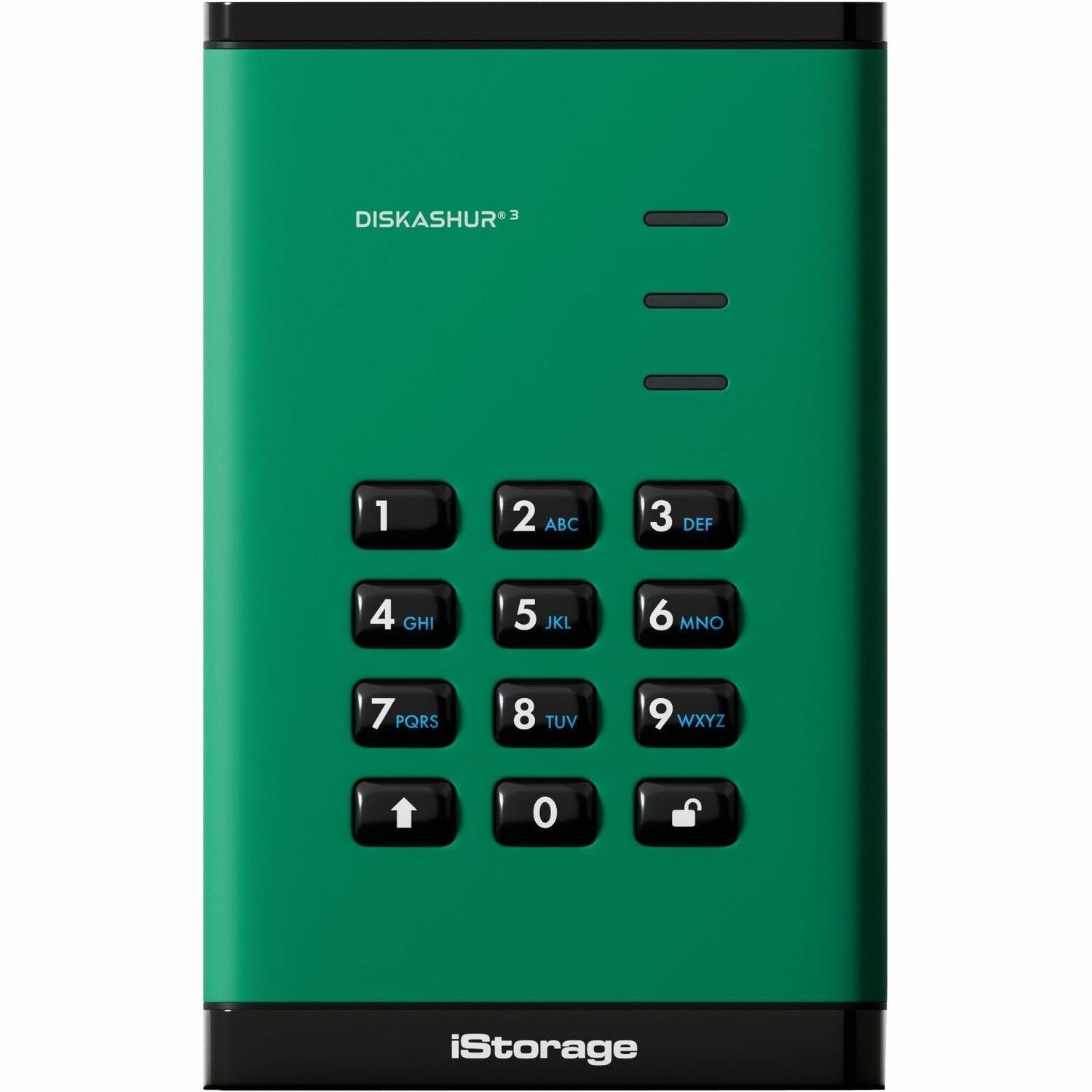 iStorage diskAshur3 2 TB Portable Hard Drive | Green | Incorporated Common Criteria EAL 5+ | PIN protected | AES 256-bit Full Disk Hardware Encryption | Dust/Water Resistant | TAA Compliant