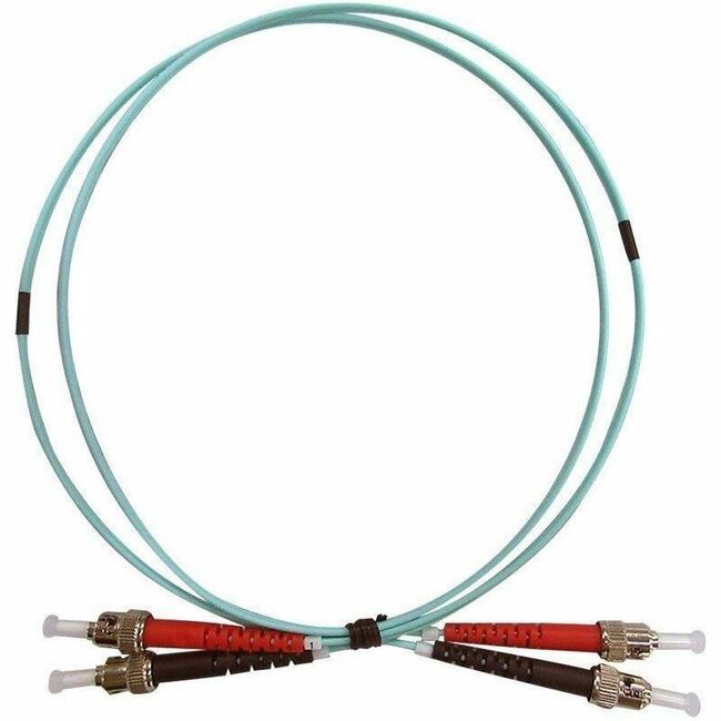 Monoprice Multi-Mode OM4 Fiber Optic Cable - ST-ST UL 3mm 50/125 OFNR Duplex Aqua 1m