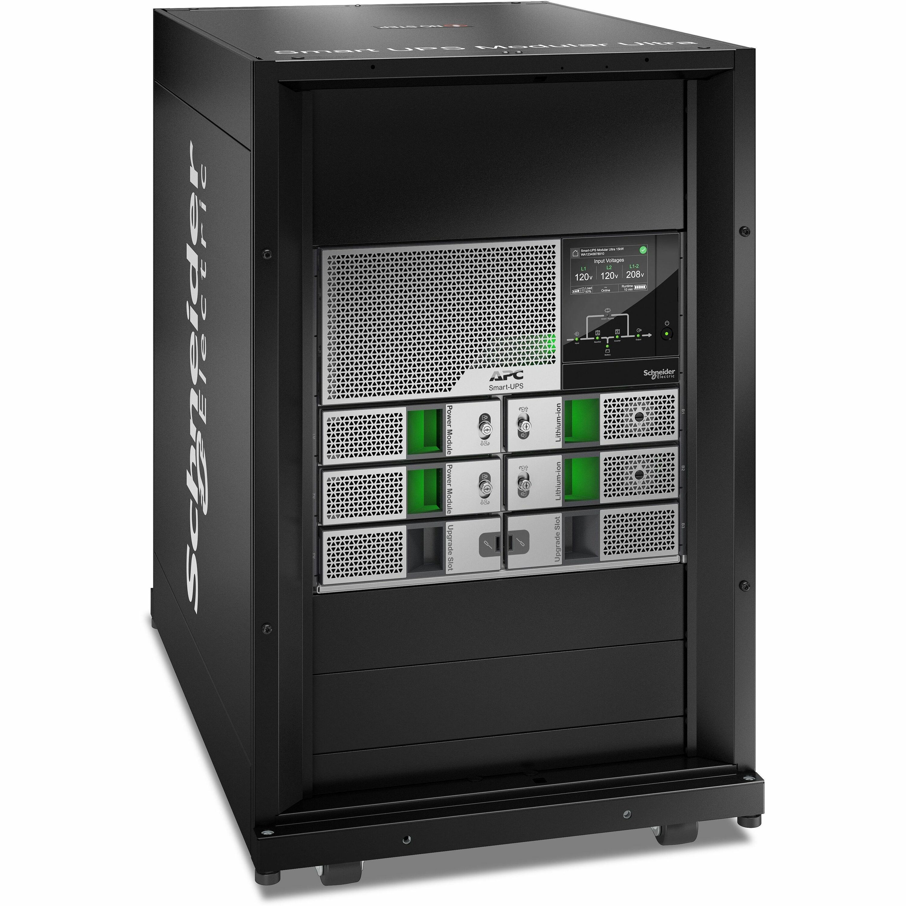 APC Smart-UPS Modular Ultra On-Line, 10kW scalable to 15kW, Lithium-ion, Tower 18U, 208/240V, Network Management, Extended runtime, W/rail kit