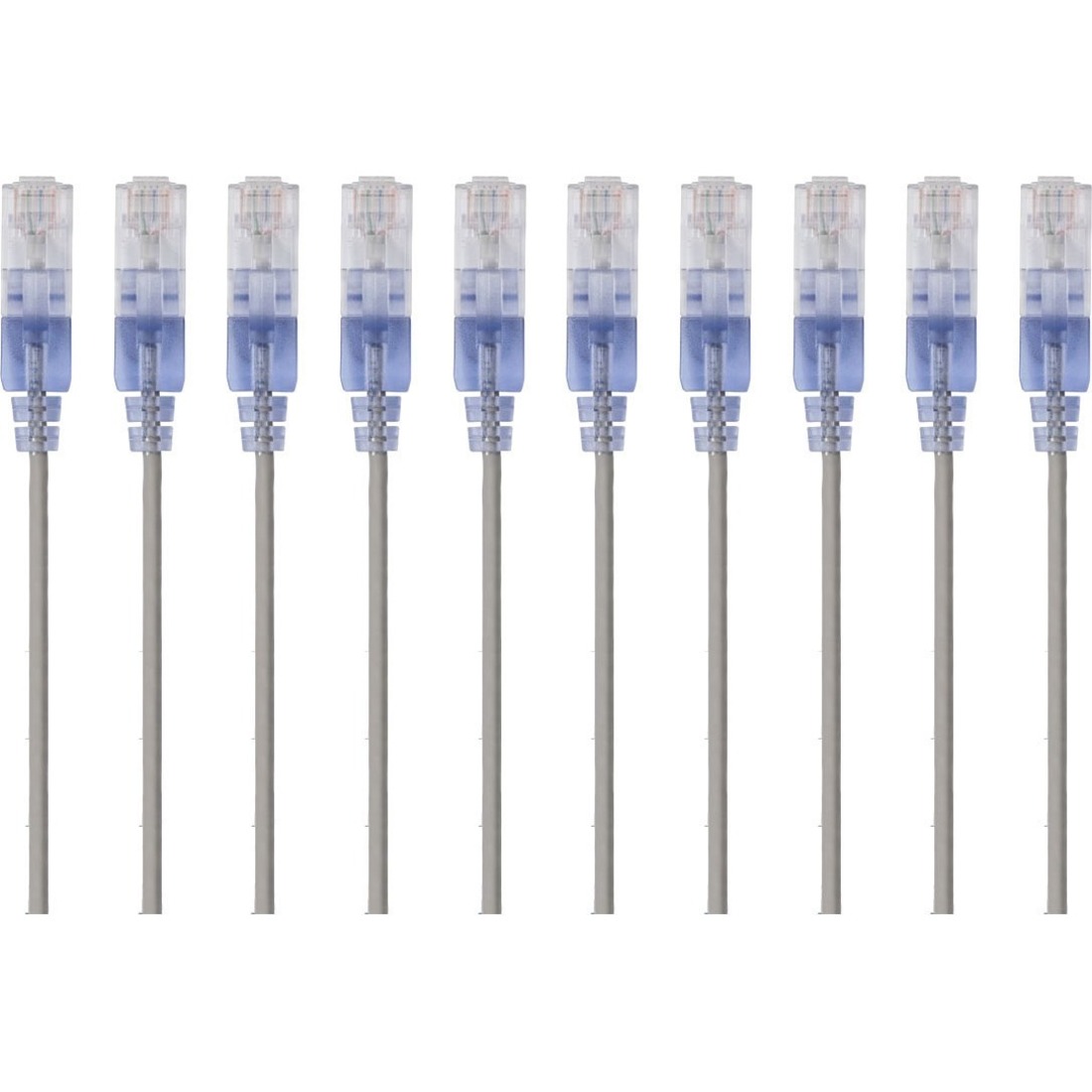 Monoprice 10-Pack, SlimRun Cat6A Ethernet Network Patch Cable, 14ft Gray