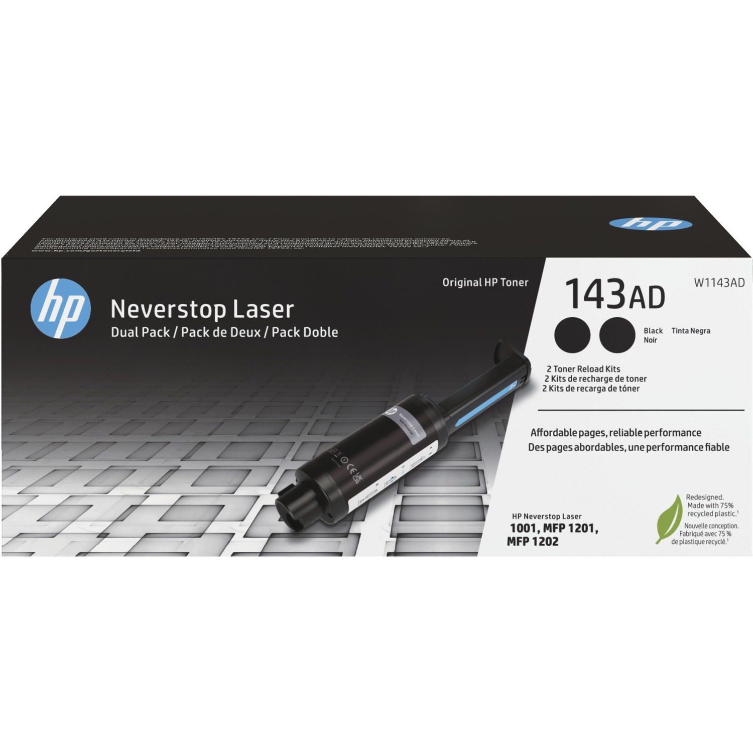 HP 143AD Original Laser Toner Cartridge - Dual Pack - Black - 1 Carton