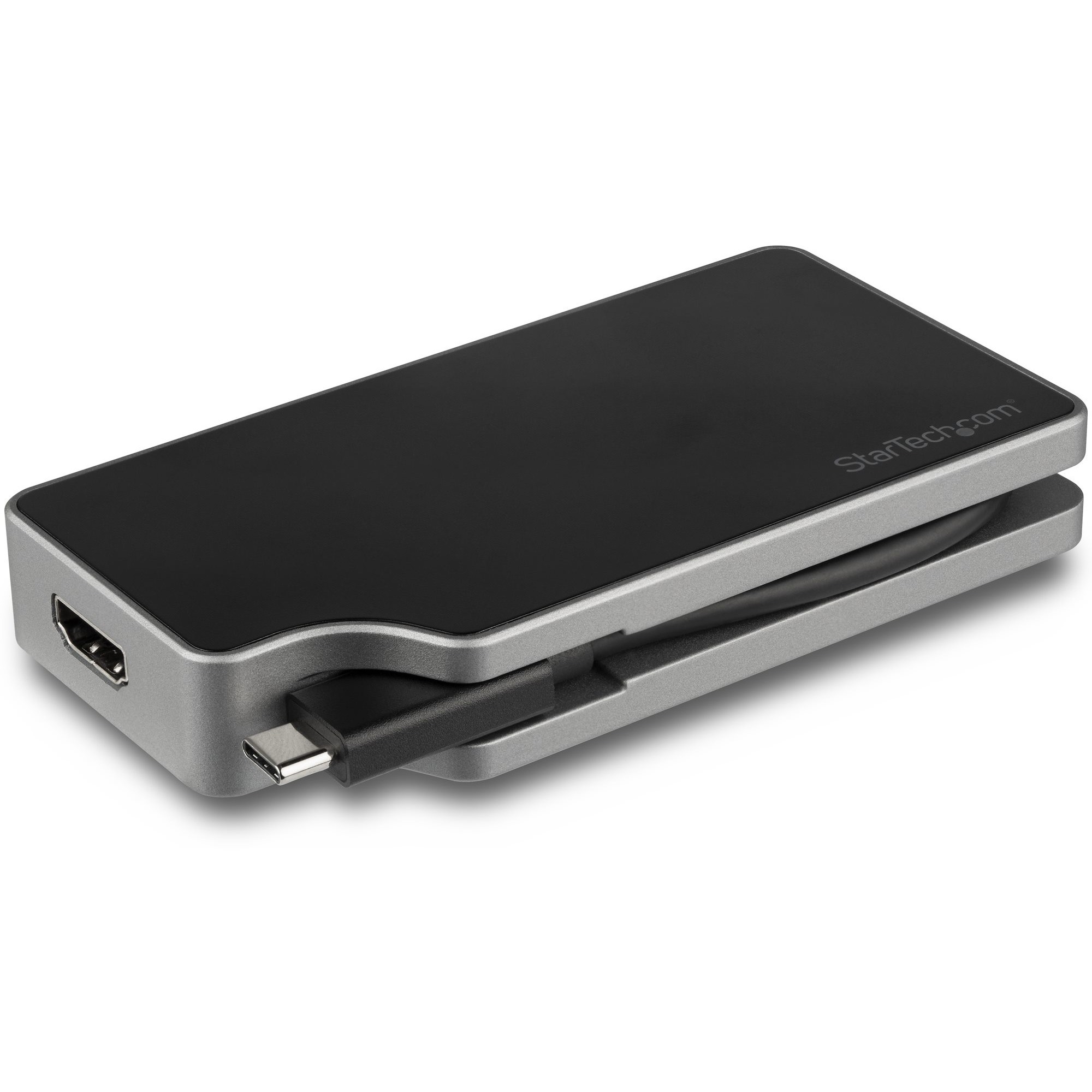 StarTech USB C Multiport Video Adapter - 4K 60Hz UHD Portable 5-in-1 USB Type C to HDMI 2.0, mDP, VGA or DVI, PD 3.0, Cable Management